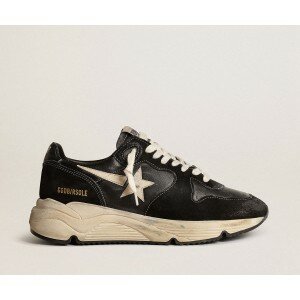 Golden Goose Running Sole In Black Nappa And Suede With White Star