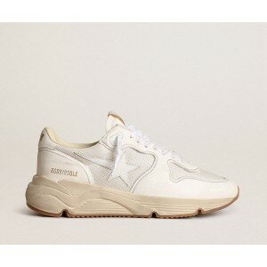 Golden Goose Running Sole Sneakers In Optical-white Mesh And Nappa Leather With White Leather Star