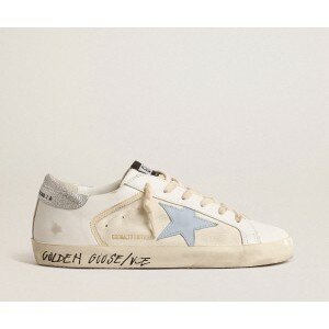 Golden Goose Super-Star LTD With Light Blue Star And Silver Leather Heel Tab