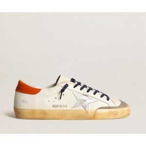 Golden Goose Super-Star Penstar With Silver Star And Orange Heel Tab